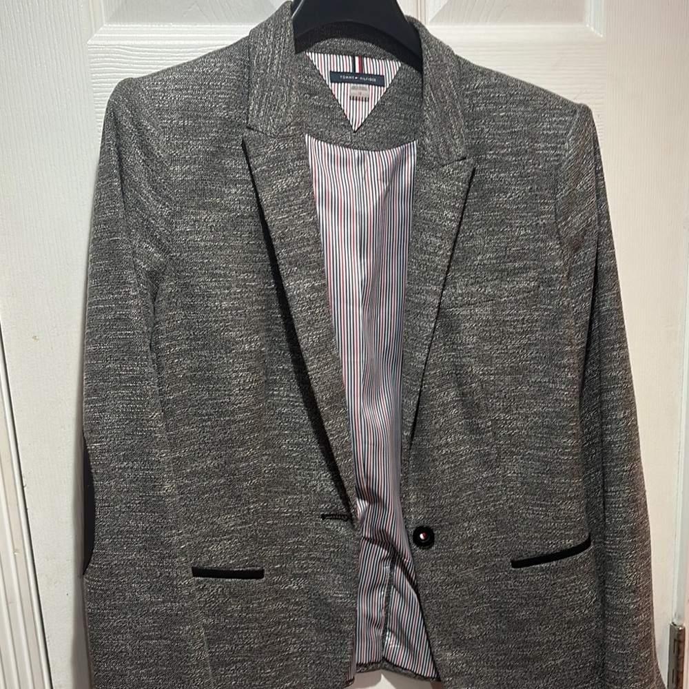 Tommy Hilfiger Gray Sport Coat with Modern Knit Texture